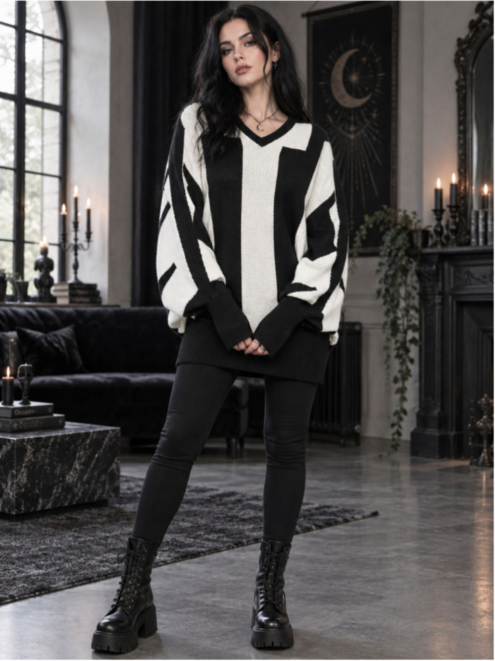 Killstar Sweater Women M Knit Batwing Halloween Nu Goth Witchcore Black White